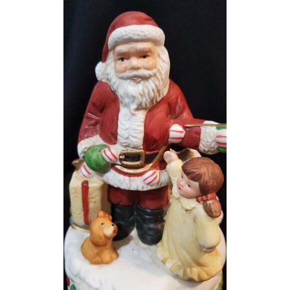Homco Santa Claus Is Coming To Town Christmas Music Figurine 8"t Porcelain Spins - Picture 7 of 8